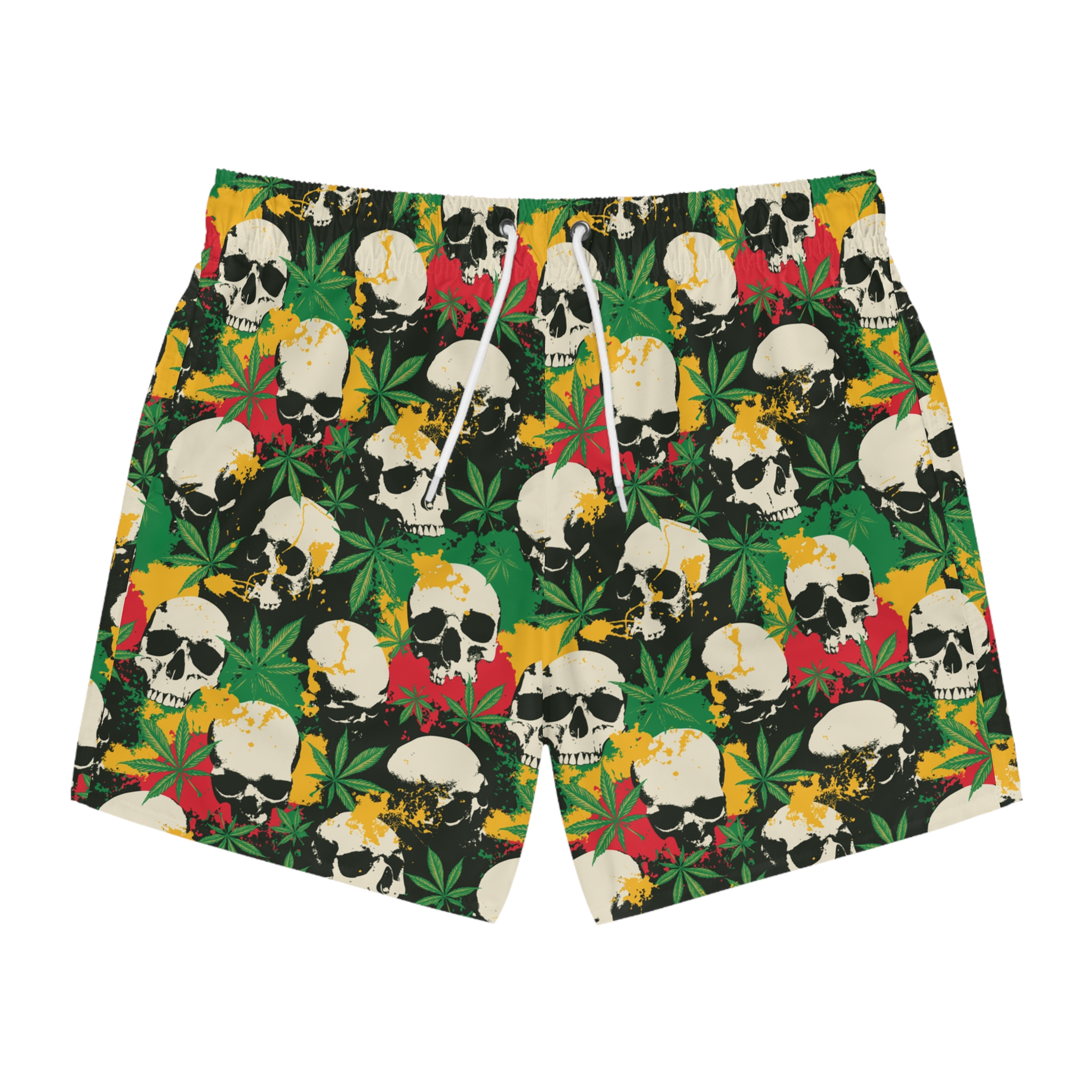 No. 972 – Cannabis Skulls Swim Trunks - Image 1