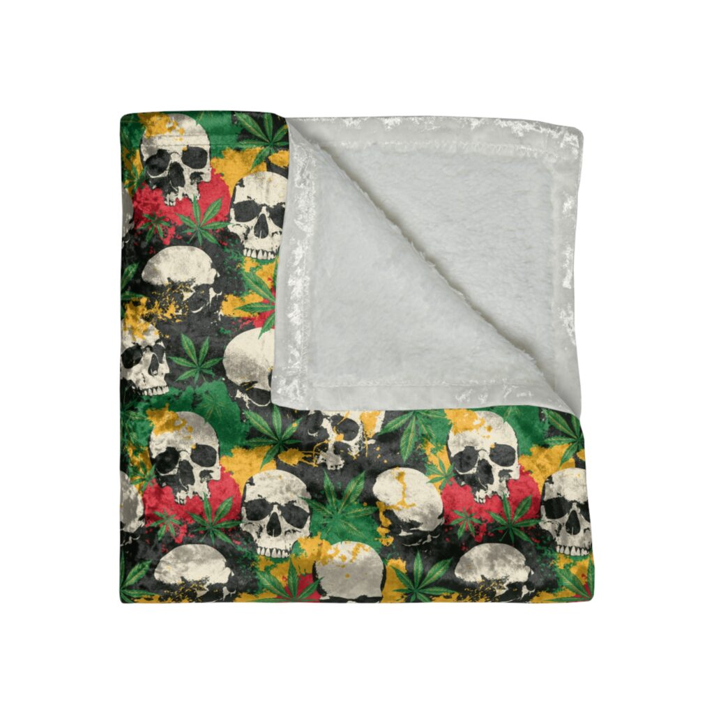 No. 972 - Cannabis Skulls Velvet Blanket