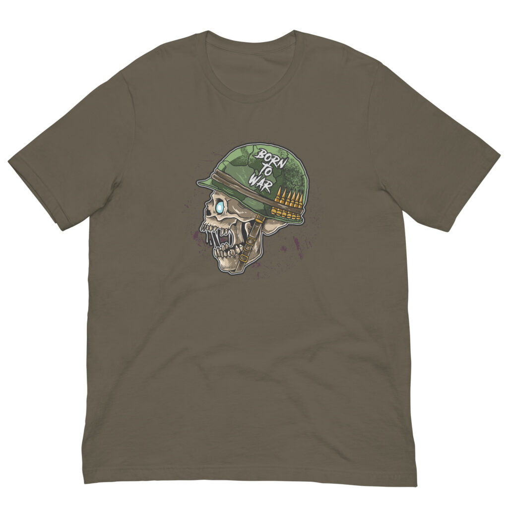 Born To War Army Green Skull Shirt (No. 245 Limited Edition)