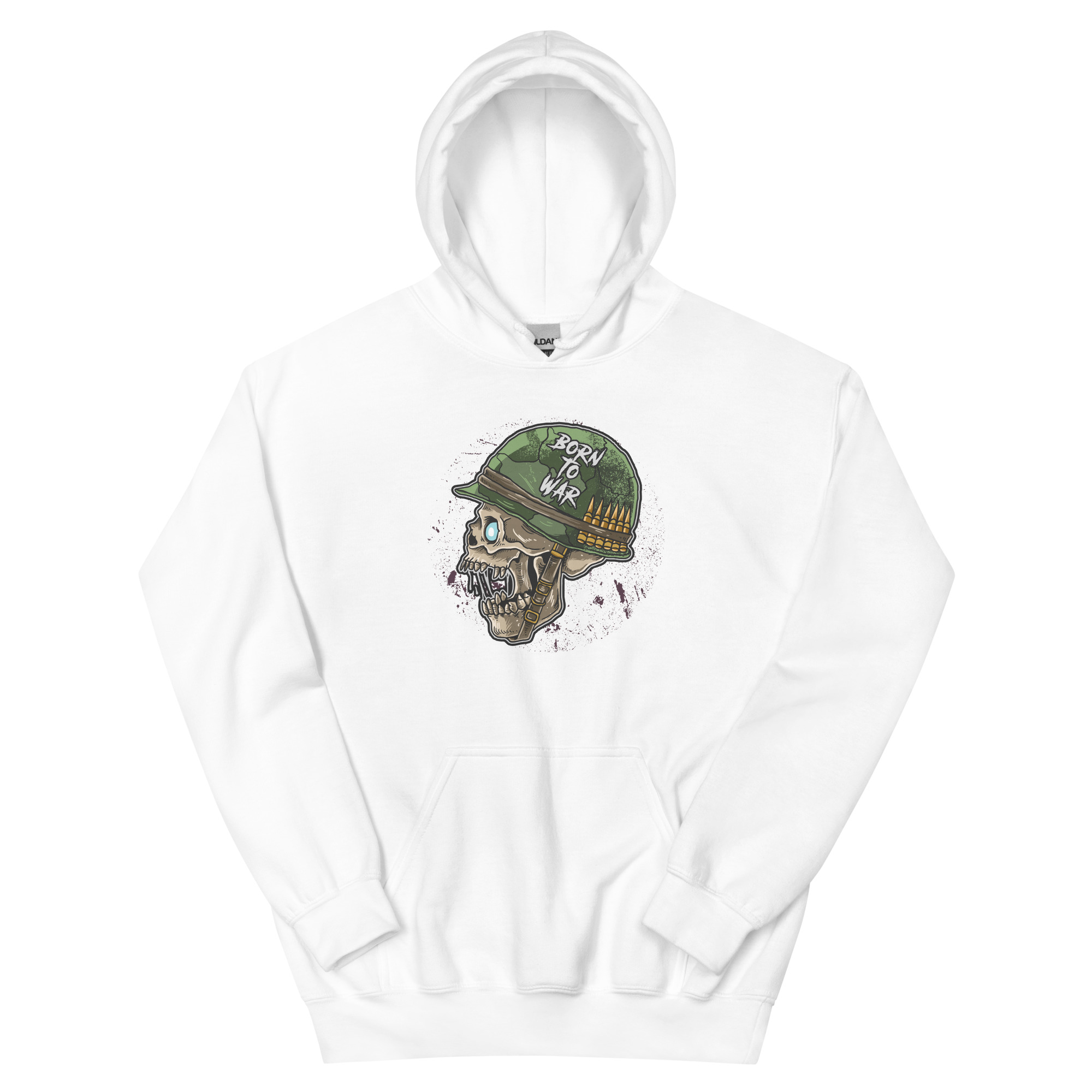 No. 245 - Born To War Skull Hooded Sweatshirt - Image 1