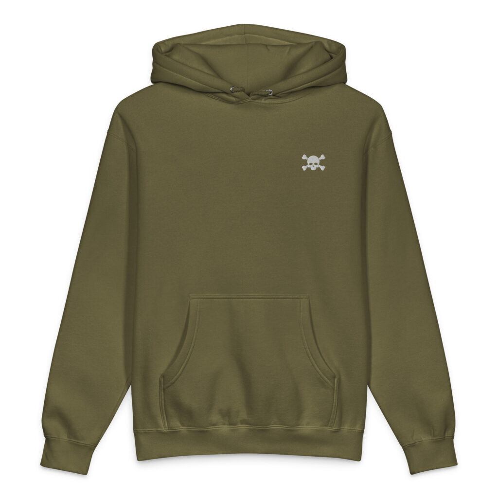 No. 6 – Embroidered Army Green Skull Hoodie