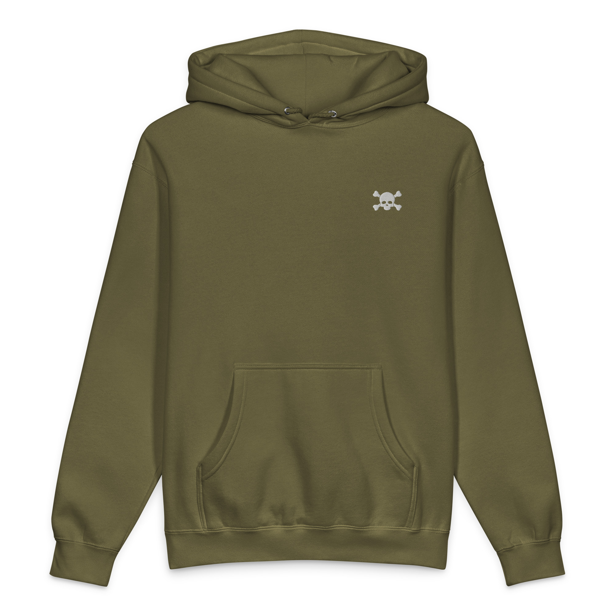 No. 6 – Embroidered Army Green Skull Hoodie - Image 1