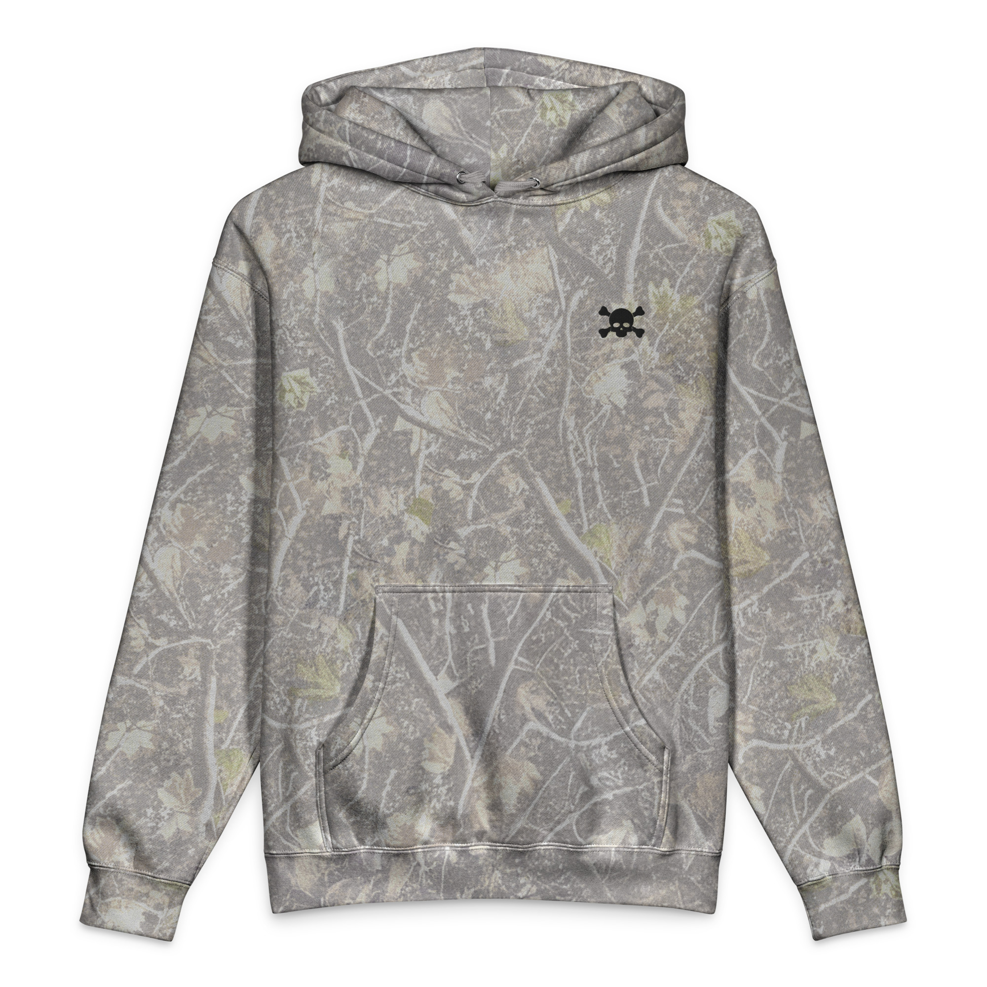 No. 6 – Embroidered Deadwood Tree Camo Skull Hoodie - Image 1
