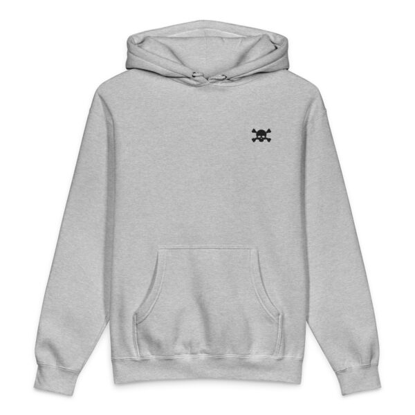 No. 6 – Embroidered Heather Grey Skull Hoodie