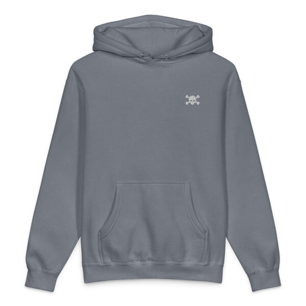 No. 6 – Embroidered Storm Blue Skull Hoodie