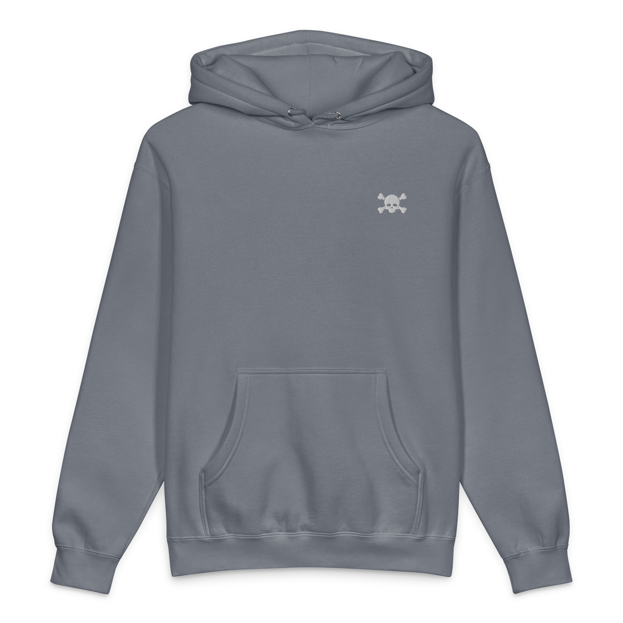 No. 6 – Embroidered Storm Blue Skull Hoodie - Image 1