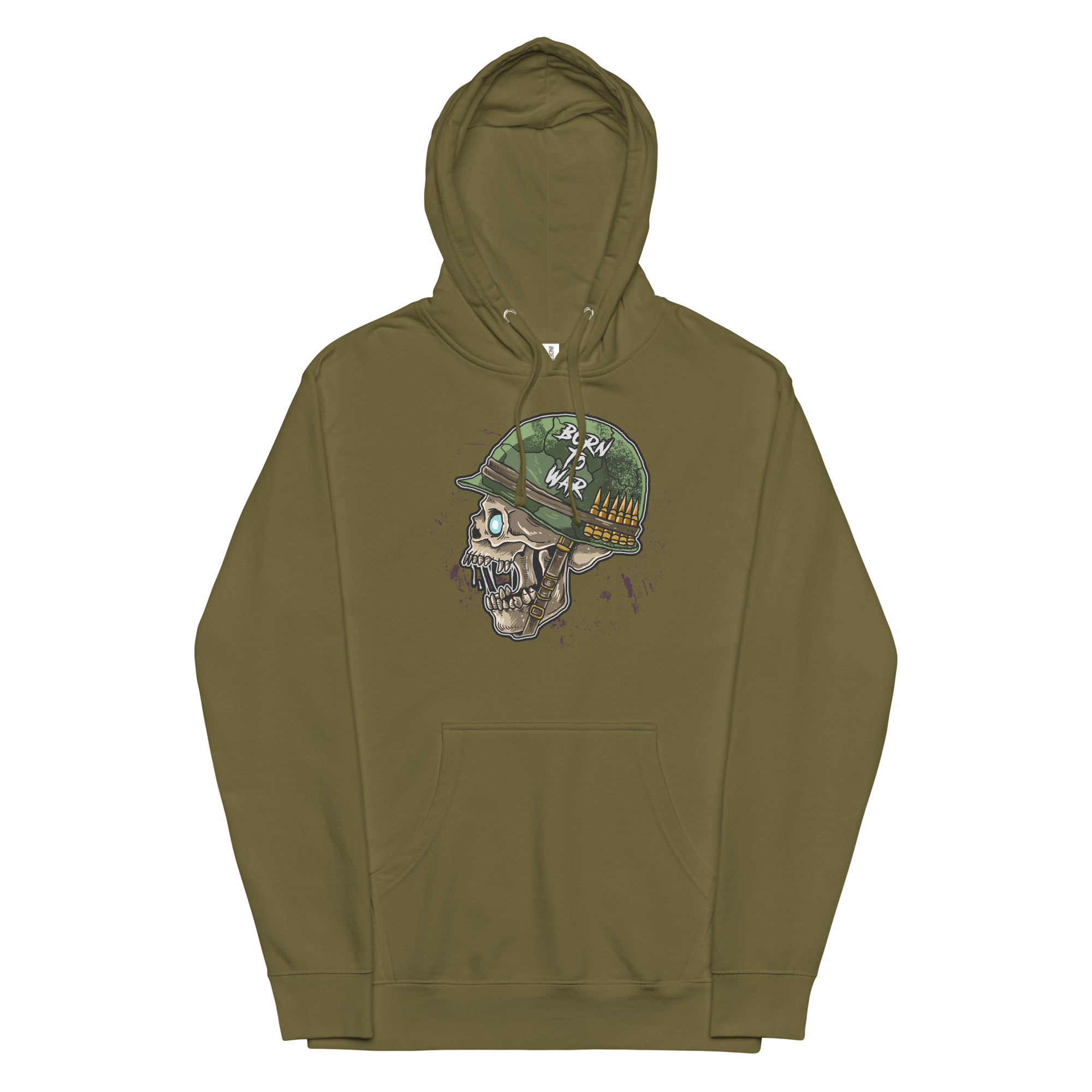 Born To War Army Green Skull Hoodie (No. 245 Limited Edition) - Image 1