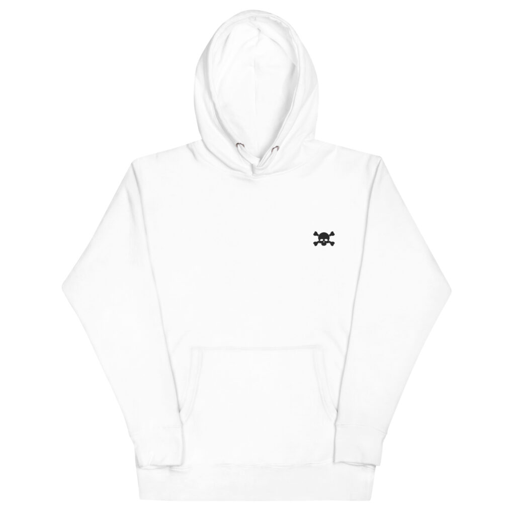 No. 6 – Embroidered White Skull Hooded Sweatshirt