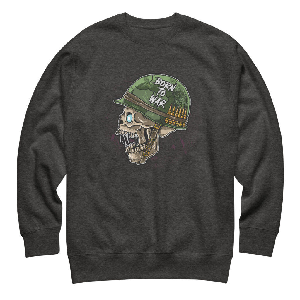 Born To War Charcoal Heather Skull Sweatshirt (No. 245 Limited Edition)