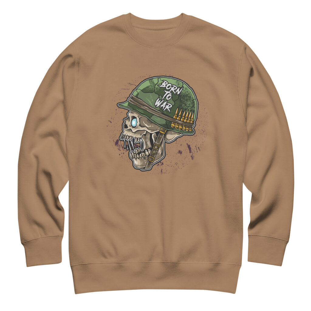 Born To War Latte Brown Skull Sweatshirt (No. 245 Limited Edition)