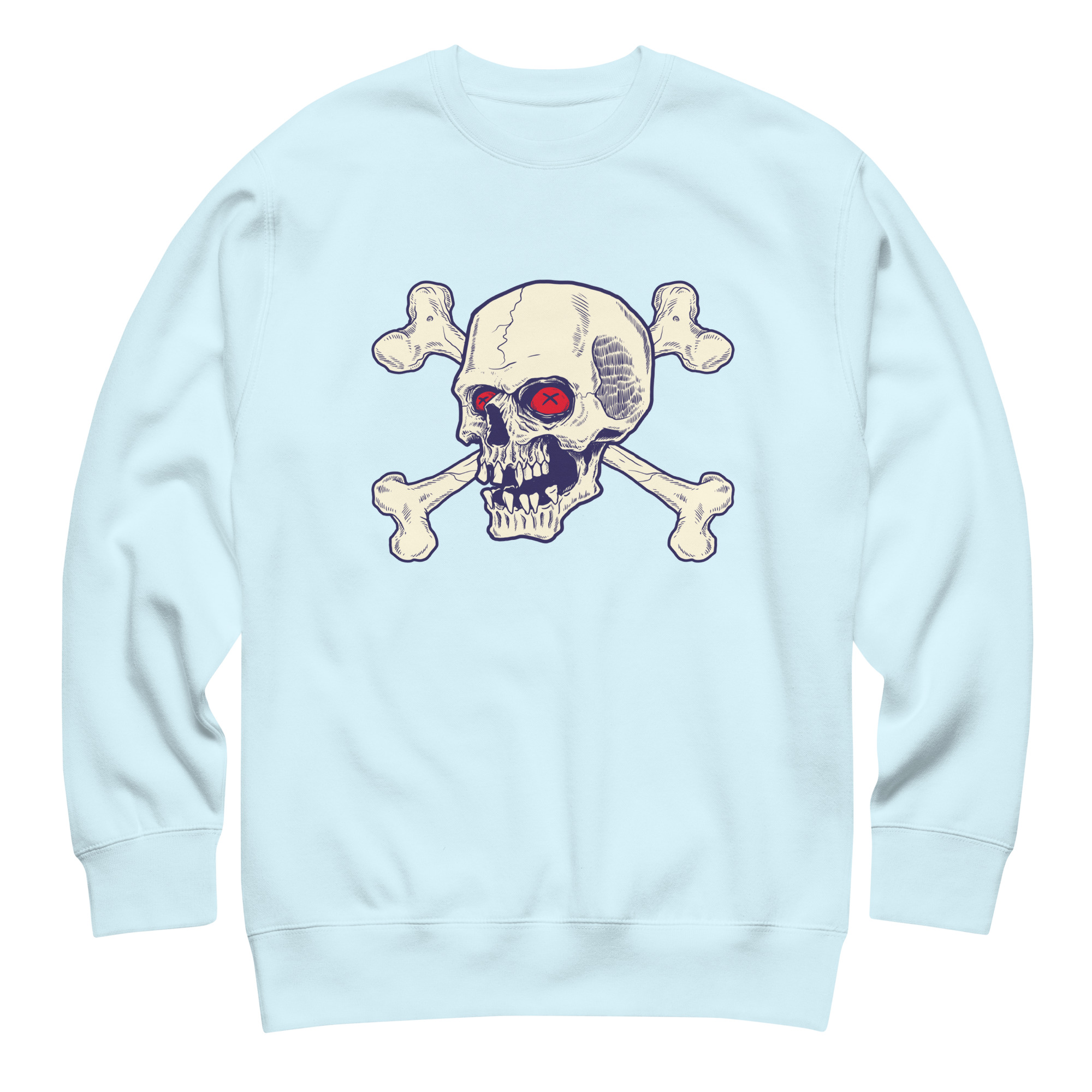Red Eyes Sky Blue Skull Sweatshirt (No. 122 Limited Edition) - Image 1